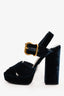 Prada Navy Velvet Crisscross Platform Heels Size 38