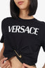 Versace Black Logo Print Safety Pink T-shirt Size 38