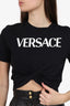 Versace Black Logo Print Safety Pink T-shirt Size 38