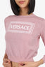 Versace Pink Glitter Logo Embroidered Sweater Size 10A Kid's