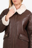 Joie Brown Faux Leather/Fur Aviator Jacket Size M