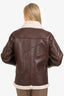 Joie Brown Faux Leather/Fur Aviator Jacket Size M