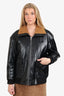 Maje Black Faux Leather Shearling Bomber Jacket Size 2