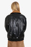 Maje Black Faux Leather Shearling Bomber Jacket Size 2