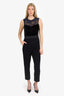 Rebecca Taylor Black Silk-Organza & Velvet Jumpsuit Size 6