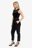 Rebecca Taylor Black Silk-Organza & Velvet Jumpsuit Size 6