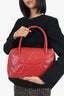 Pre-Loved Chanel™ 2004/5 Red Leather Triple 'CC' Bowling Bag