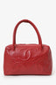 Pre-Loved Chanel™ 2004/5 Red Leather Triple 'CC' Bowling Bag