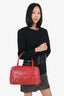 Pre-Loved Chanel™ 2004/5 Red Leather Triple 'CC' Bowling Bag