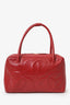 Pre-Loved Chanel™ 2004/5 Red Leather Triple 'CC' Bowling Bag