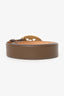 Louis Vuitton Taupe Leather/GHW 'LV' Buckle Belt Size 90