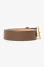 Louis Vuitton Taupe Leather/GHW 'LV' Buckle Belt Size 90