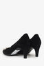 Prada Black Suede Crystal Buckle Heels Size 38.5