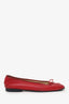 Pre-Loved Chanel™ Red Leather Cap Toe Ballet Flats Size 39