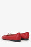 Pre-Loved Chanel™ Red Leather Cap Toe Ballet Flats Size 39