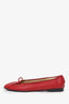 Pre-Loved Chanel™ Red Leather Cap Toe Ballet Flats Size 39