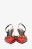 Louis Vuitton Brown/Red Pony Skin/Leather Damier Pointed Sling Back Heels Size 39.5