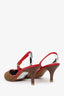 Louis Vuitton Brown/Red Pony Skin/Leather Damier Pointed Sling Back Heels Size 39.5