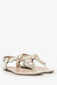 Gucci White Leather Pearl Detail Sandals Size 38.5