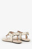 Gucci White Leather Pearl Detail Sandals Size 38.5