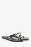 Pre-Loved Chanel™  Black Patent Leather 'CC' Sandals Estimated Size 38.5