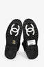 Pre-Loved Chanel™ 2020 Navy Suede Nylon Quilted 'Convertible Spike' Snow Boots Size 36.5