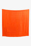Hermés Orange Silk Sellier Star Pattern Scarf Size 140cm