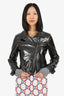 Armani Black Patent Leather Crinkled Jacket Size 4