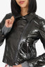 Armani Black Patent Leather Crinkled Jacket Size 4