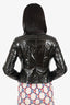Armani Black Patent Leather Crinkled Jacket Size 4