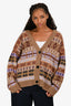 Weekend Max Mara Brown Knitted Pattern Button Cardigan Size XL