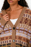 Weekend Max Mara Brown Knitted Pattern Button Cardigan Size XL