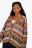 Weekend Max Mara Brown Knitted Pattern Button Cardigan Size XL