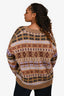 Weekend Max Mara Brown Knitted Pattern Button Cardigan Size XL