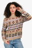 Weekend Max Mara Brown Knit Patterned Long Sleeve Sweater Size S
