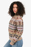 Weekend Max Mara Brown Knit Patterned Long Sleeve Sweater Size S