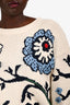 Weekend Max Mara White/Blue Cotton Floral Printed Long Sleeve Sweater Size XL w/ Tags