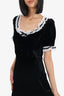 Reformation Black/White Lace Trim Velvet  Dress Size 8