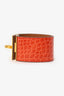 Hermes Red Crocodile Leather Gold Plated Kelly Dog Bracelet
