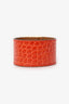 Hermes Red Crocodile Leather Gold Plated Kelly Dog Bracelet