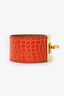 Hermes Red Crocodile Leather Gold Plated Kelly Dog Bracelet