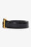 Prada Black Patent Leather Crystal Embellishment Enamel Logo Buckle Belt