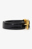 Prada Black Patent Leather Crystal Embellishment Enamel Logo Buckle Belt