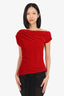 Reformation Red Velvet Ruched Cowl Neck Top Size M