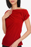 Reformation Red Velvet Ruched Cowl Neck Top Size M
