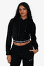 Alexander Wang Black Corduroy Cropped Hoodie Size XS