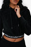 Alexander Wang Black Corduroy Cropped Hoodie Size XS