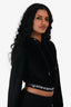 Alexander Wang Black Corduroy Cropped Hoodie Size XS