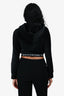 Alexander Wang Black Corduroy Cropped Hoodie Size XS
