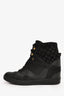 Louis Vuitton Black Leather/Suede Hightop Wedge Sneakers Size 35